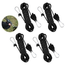 Set of 4 Guy Ropes with Rope Tensioner, 4 m x 4 mm Adjustable Rope Ratchet with Hooks, Camping Rope with Tensioner, Reflective Rope Ratchet, Windproof Rope, Tent Cord Luminous for Tents, Awning