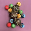 Neena Handmade Embroidered Bauble | 8cm Brown with Gold, Red,