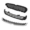 TJHSM 3Pcs Front Bumper Grille Black with Chrome Trim Set