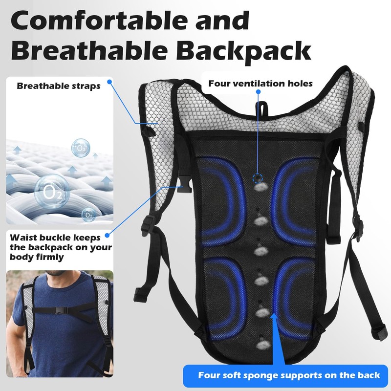 2 Pack Hydration Backpack Pack with 2L Hydration Bladder, TNYSPORT