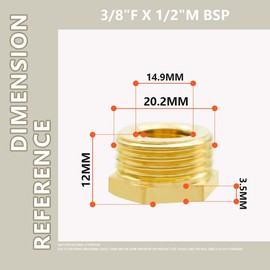 Bwintech 2 Pieces 3/8 Inch Female Thread to 1/2 Inch Male Thread BSP Thread Brass Hex Bushings Reducer Connector for Conversion of Pipe Connections