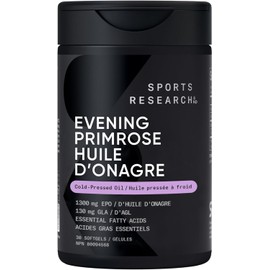 Sports Research­® Evening Primrose Oil 1300mg - Made from Cold Pressed Oil with GLA - Gluten Free · Non-GMO · Hexane Free - 30 Count Softgels