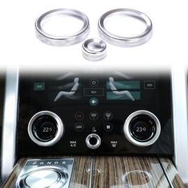 HAPPYHORSE Car Central Control knob Ring Cover Trim Compatible with Land Rover Range Rover Sport/Evoque/Velar Car Central Air Conditioning Volume Knobs Ring Cover Decoration Accessories (Silver)