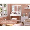 Keonjinn White Vanity Desk with Mirror and Lights, LED Makeup