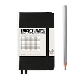 LEUCHTTURM1917 - Pocket A6 Squared Hardcover Notebook (Black) - 187 Numbered Pages