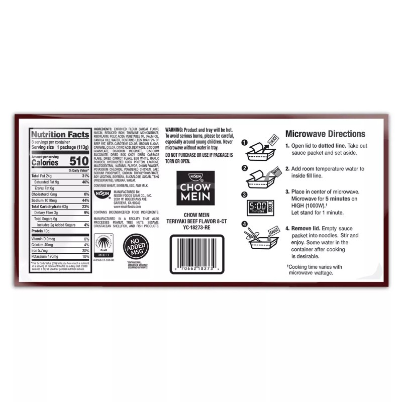 Nissin Chow Mein Club Pack, 4 oz., 8 pk.