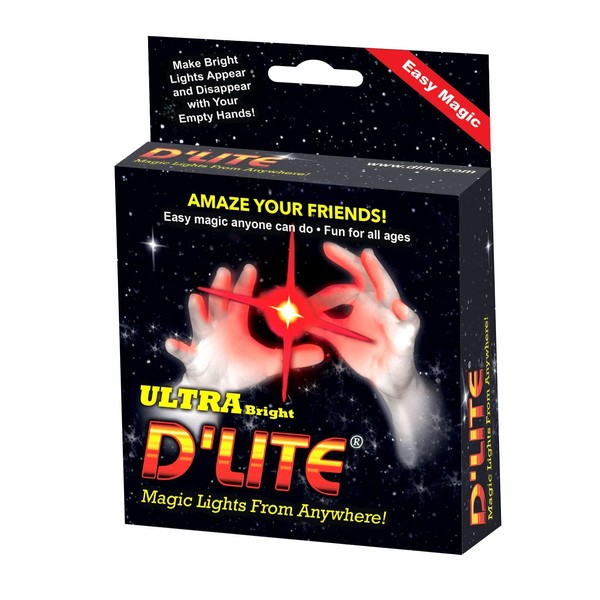 D'lites Regular Red Lightup Magic - Thumbs Set / 2 Original Amazing Ultra Bright Light - Closeup & Stage Magic Tricks - Easy Illusion Anyone Can Do It - See Box for Free Training / Routine Videos