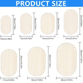 TTYSHIP® Pack of 7 Basket Base for Crochet, Oval Crochet Floor Wood, Natural Wood Basket Base, Crochet Basket Base for DIY Basket Weaving, Supplies Crafts (7 Sizes)