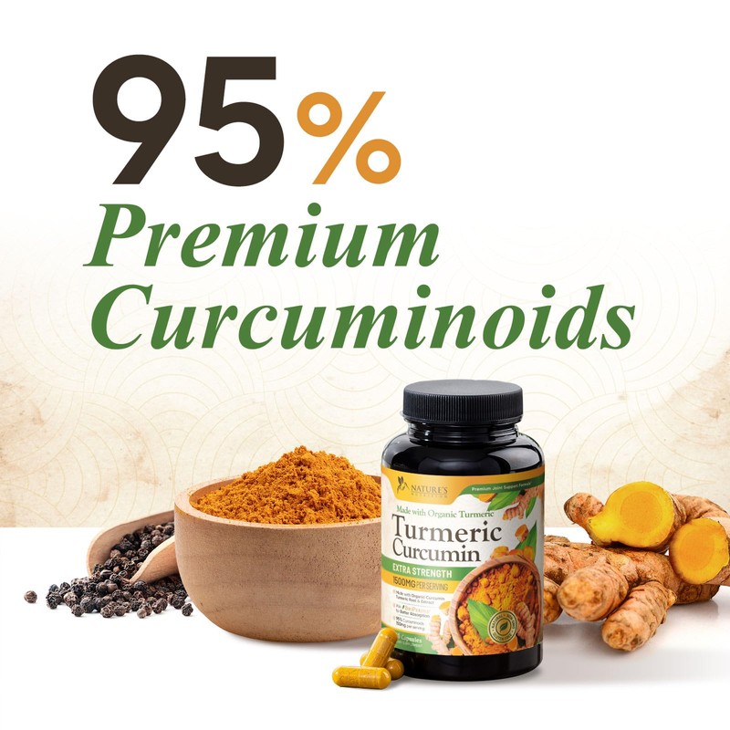 Turmeric Curcumin Supplement 1500mg - Organic Tumeric & BioPerine Black