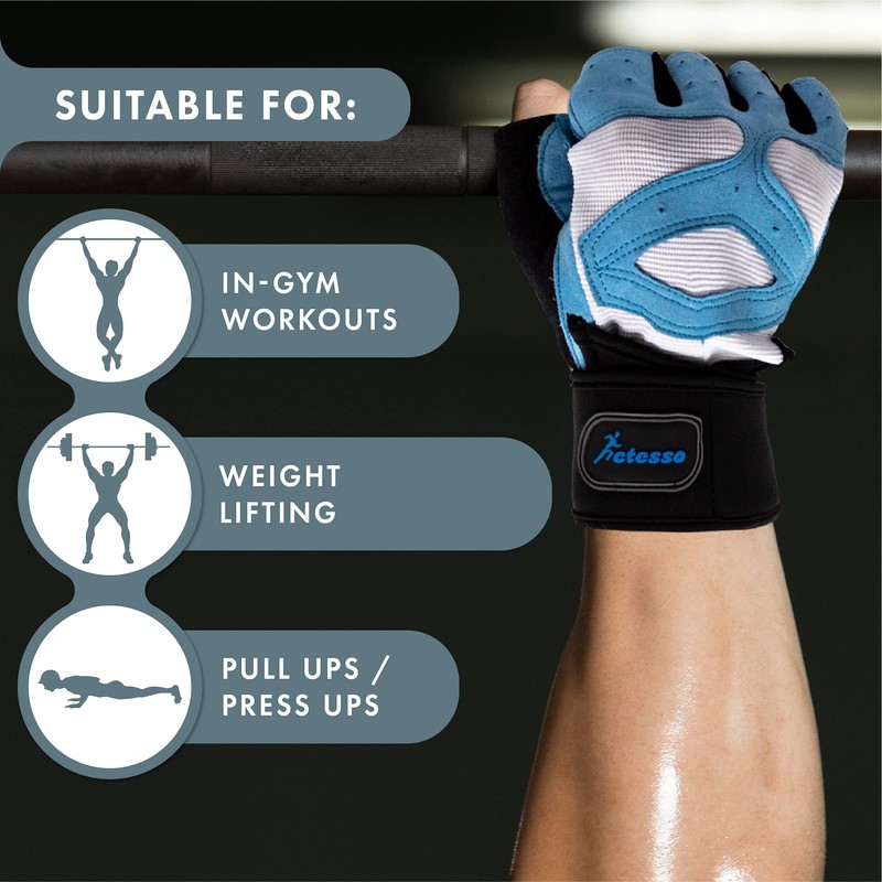 Actesso Weight Lifting Gloves with Wrist Strap (PAIR) - for