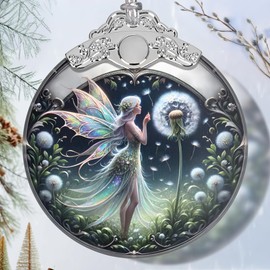 Christmas Ornament - Stained Glass Dandelion Fairy Ornament - Christmas Home Decor - Christmas Tree Ornament - Holiday Ornament - Holiday Present Ideas - Gift Exchange