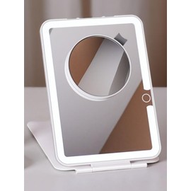 Rechargeable Travel Makeup Mirror with Lights, Portable Makeup Mirror with Lights, 10x Magnification, 3 Dimming Colours