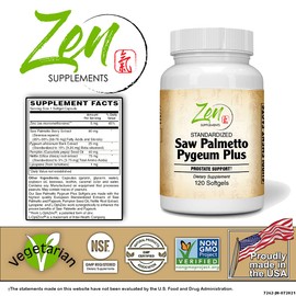 Saw Palmetto & Pygeum Plus - Prostate Support Supplement for Prostate & Urinary Tract Health Including Frequent Urination, Beta-Sitosterol Supports DHT Blocker for Hair Loss Prevention 120-Softgel