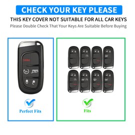 QBUC for Dodge Key Fob Cover 5 Buttons Silicone Key Fob Cover for Chrysler Grand Cherokee Dodge RAM Carbon Fiber Car Key Fob Cover (Black red)