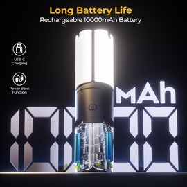 Rechargeable Camping Lights, Collapsible Camp Light, 360° LED Camping Lantern with Telescopic Pole, for Tent, Hiking, Emergency, Power Outage, Outdoor & Home Use