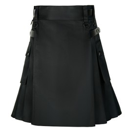 Usthirit Mens Kilt Scottish Tartan Kilt Highland Casual Kilt for Men(Z3820BK,XL)