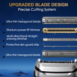 Shaving Heads Series 9, 94M Shaving Head Replacement Part for Series 9 Compatible with All Electric Shavers from Series 9 9290CC, 9291CC, 9370CC, 9293S