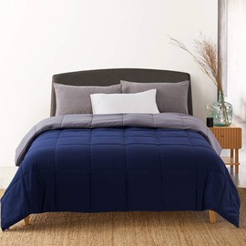 Cosybay Reversible Down Alternative Comforter Blue/Grey - Corner Duvet Tabs- Double Sided & Lighweight -All Season Duvet Insert-Stand Alone Comforter – King Size（102×90 Inch）