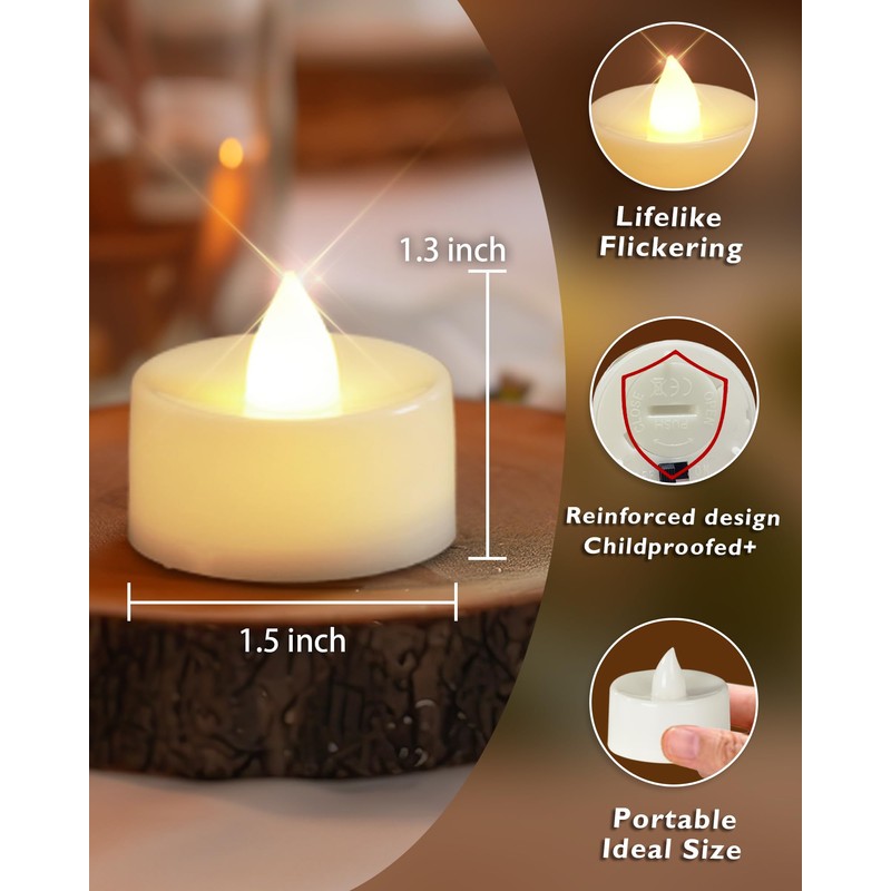 Homemory 100-Pack Flameless LED Tea Lights Candles Battery Operated, 200+Hour