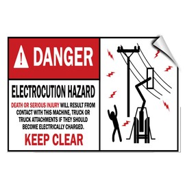 Danger Electrocution Hazard Cause Serious Injury Hazard Label Decal Sticker 7 Inches X 5 Inches