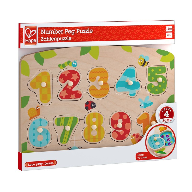 Hape Number Peg Puzzle Game, Multicolor, 5'' x 2''