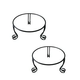 iLTreFlo 2 Pack Metal Gazing Ball Stand for 10 or 12 Inch Outdoor Garden Gazing Globes,Metal Display Stand for Plant or Flowerpot Holder,Birdbath Bowl Stand 5 Inch Tall,Black