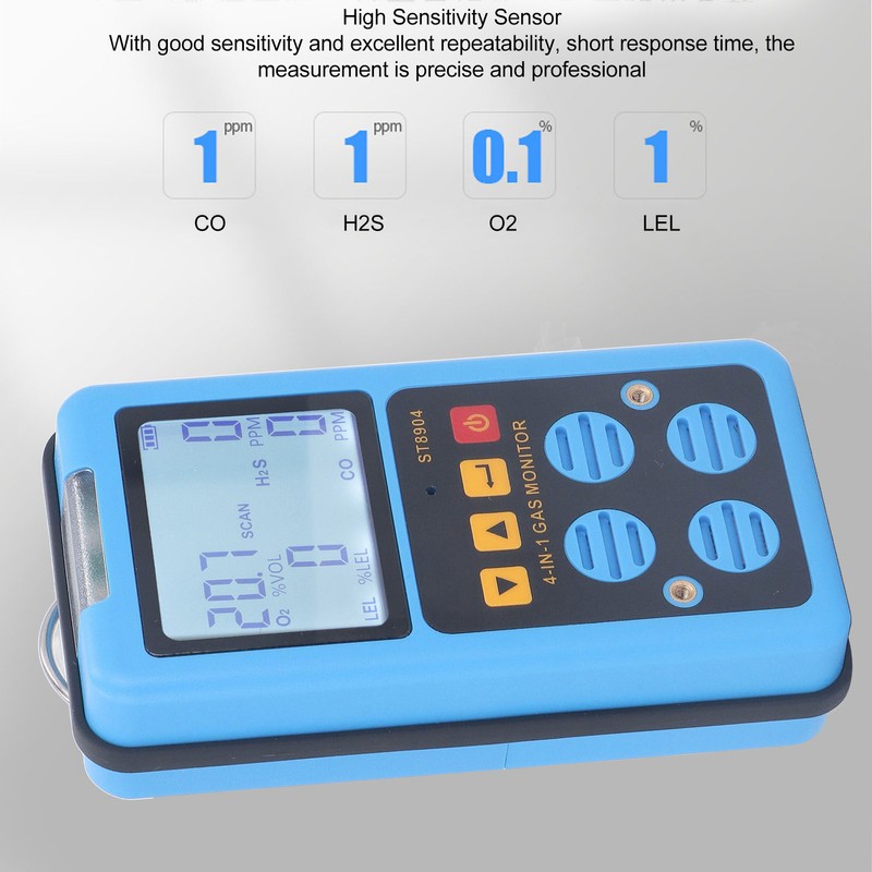 Gas Monitor 4 in 1 CO H2S O2 LEL Accurate