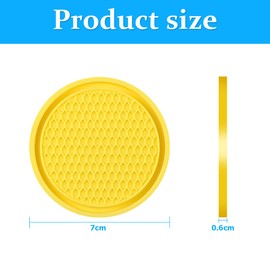 CGEAMDY Pack of 4 Car Coasters, Car Drink Holder Insert, Diameter PVC Thickened Black Car Coasters, Non-Slip Car Coasters for Coffee Cups (Yellow)