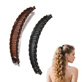 MUNZE 2 Stück Bananen Haarklammern Dekorative Haarschmuck-Spangen Für Langes Haar Mit Extra-Halt (Schwarz Und Braun)