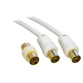 AQUARIUS PC Arena Coaxial TV/AV Aerial Cable Male to Male 3m + coupler