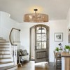 Cunfash 6-Light Black Boho Rattan Semi-Flush Mount Ceiling Light, Farmhouse