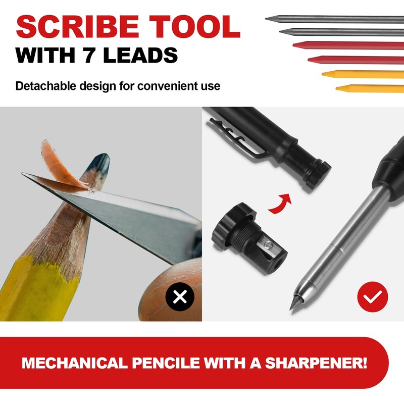 LATTHANT Multi-function Scribe Tool, Aluminium Alloy Scribing Tool with Carpenter