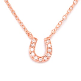 Monkimau Mädchen Kette Hufeisen Glücksbringer aus 925 Sterling Silver echt Silber mit 11 Kristallen rose Gold plattiert 45cm