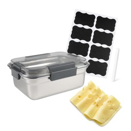 Yomjarl Cheese Container for Refrigerator,Cheese Stainless Steel Container with Lids,Deli Meat Saver,Shredded Cheeses Storage Containers for Fridge,Stackable Kitchen Keeper,Sliced Cheddar Holder