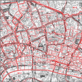 Greater London - Postcode Sector Map 8 - Wall Map With Motorway, A' Roads, B' Roads, City Plans, Area, District, Sectors Size: 73 x 107 cm (29 x 42 inches) Scale: 1:60 000- Laminated Wall Map