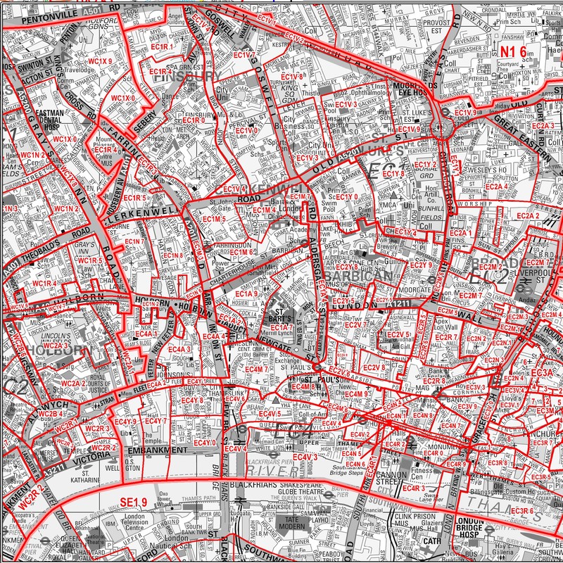 Greater London - Postcode Sector Map 8 - Wall Map