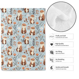 MIEPOS Cute Otter Throw Blanket,40x50in,Soft,Lightweight Flannel,Floral Light Blue Blankets - Gifts for Kids Adult Women,for Couch Office Travel,Home Living Room Whimsical Decor