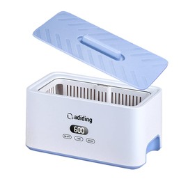 Adiding Jewelry Cleaning Machine, 1000mL (33.8oz) Sonic Retainer Ring Cleaner with 5 Time Mode and Degassing Function Ultrasonic for Glasses, Earrings, Necklaces, Denture, Coins, Pacifier, Blue