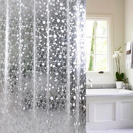 Helweet Shower Curtain, Anti-Mould, Curtain for Shower, Shower Curtain, Bath Curtain for Bathroom, Waterproof Shower Curtains, Provide a Comfortable Shower Room, with Pebble Pattern, 180 x 200 cm
