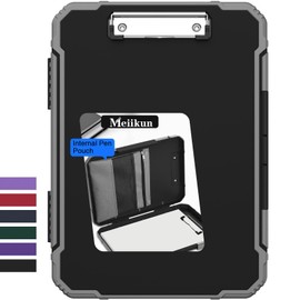 Meiikun Clipboard with Storage, Internal Pen Pouch, 8.5x11 Clipboards Black