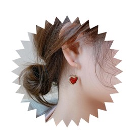 Andelaisi Boho Heart Drop Earrings Gold Circle Huggie Hoop Earrings Vintage Coral Heart Dangle Earrings Large Circle Hoop Earrings Jewelry for Women