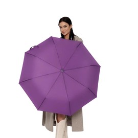 Windproof Travel Umbrella - Compact, Light, Full Automatic Open/Close - Folding Backpack Umbrella for Rain & Sun UV Preotection For Men & Women, Unbreakable 8 Fiberglass Ribs UK Design (Magenta)