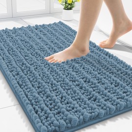 Smiry Bathroom Rugs Mat 30x20, Extra Soft Absorbent Chenille Bath Rugs, Non Slip Rubber Backing Machine Washable Quick Dry Bath Mats for Bathroom Floor, Tub, Shower, Home Accessories, Grayish Blue