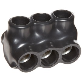 Morris Products 97653 Black Insulated Multi-Cable Connector - Dual Entry 3 Ports 350-6 Wire Range, 1-Pack