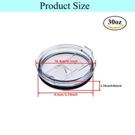 Dwwffer 2 Replacement Lids for Stainless Steel Tumbler Travel Cup,Splash Proof Open,Fits of Inner diameter 3.7 to 3.74 INCH Yeti Rambler and More Cooler Cup (30OZ,Transparent)