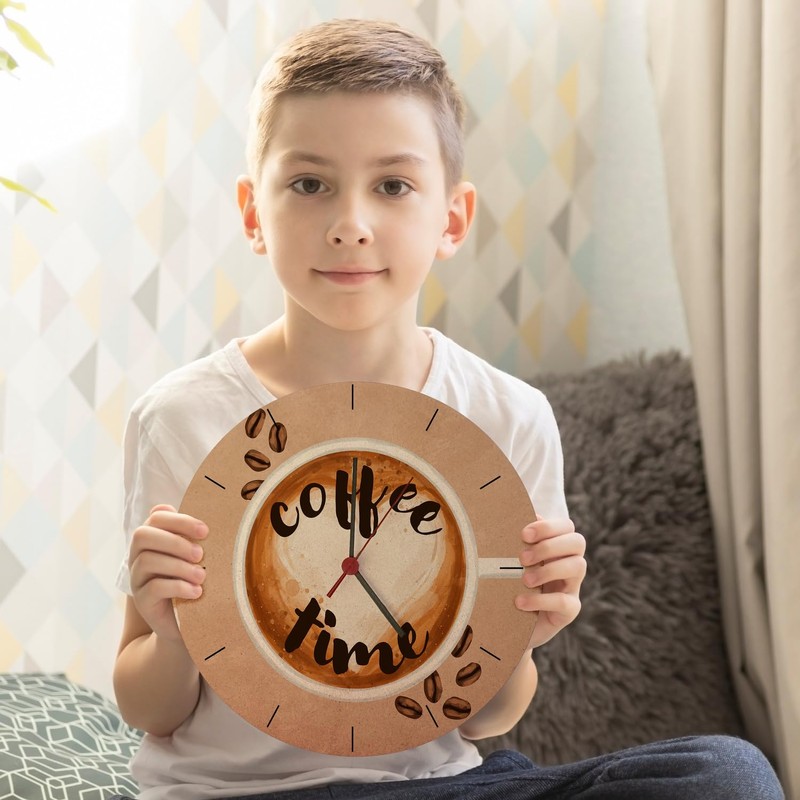 speecheese Coffee Time Coffee Wall Clock with Coffee Cup Decoration