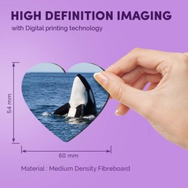 1 x Heart MDF Magnets - Ocean Killer Whale Orca 14212