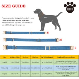 YUDOTE Ultra-soft Dog Collar Natural Cotton Corduroy Made for Large Dogs with Sensitive Skin,Blue-gray