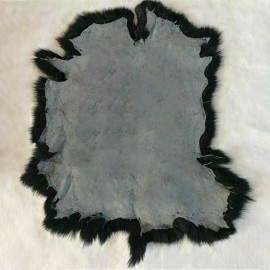 Unbranded 2PCS Genuine Rabbit Fur Skin Pelt Taxidermy Fur Hide Leather For DIY Craft Black