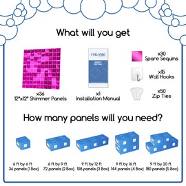 COKAOBE Hot Pink Shimmer Wall Backdrop, 36PCS Square Sequin Shimmer Backdrop Panel, Photo Backdrops for Birthday, Anniversary, Wedding, Graduation & Bachelorette Party Decoration